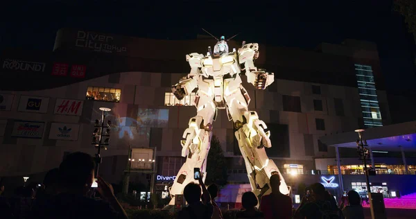 Tóquio Japão Junho 2019 Estátua Robô Unicórnio Gundam Odaiba Noite — Fotografia de Stock