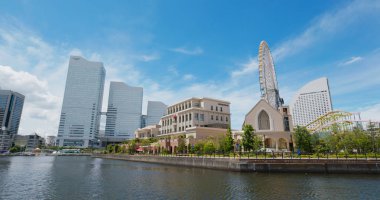 Yokohama, Japonya - 30 Haziran 2019: Yokohama şehir limanı