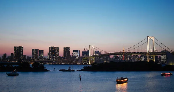 Tokio Japan Juli 2019 Odaiba Skyline Van Stad Avond — Stockfoto