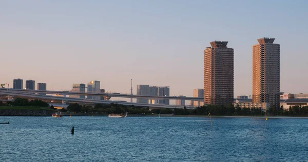 日本东京 2019年7月1日 日落时的奥代巴市景观 — 图库照片