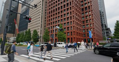 Tokyo, Japonya - 02 Temmuz 2019: Tokyo iş bölgesi