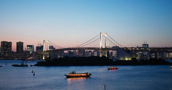 Tokyo Japonya Temmuz 2019 Akşam Odaiba Şehir Silueti — Stok fotoğraf