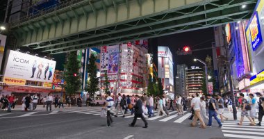 Tokyo, Japonya - 27 Haziran 2019: Tokyo şehri, gece Akihabara bölgesi