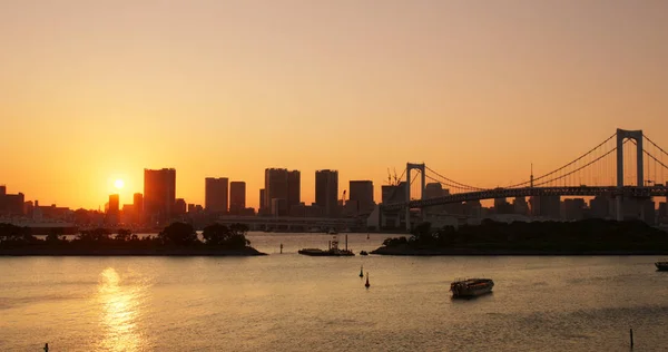 Tokio Japan Juli 2019 Odaiba Stadslandschap Bij Zonsondergang — Stockfoto