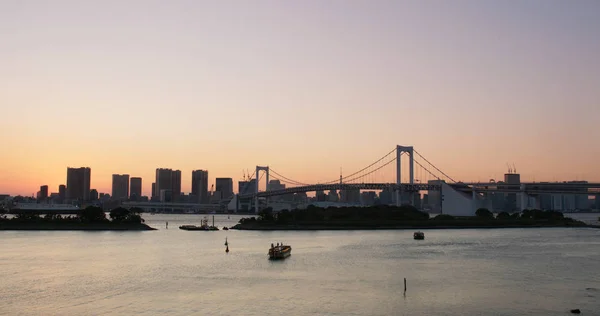 Tokio Japonia Lipca 2019 Krajobraz Miasta Odaiba Zachodzie Słońca — Zdjęcie stockowe