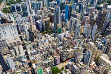 Hung Hom, Hong Kong - 10 Eylül 2019: Hong Kong şehrinin en iyi manzarası