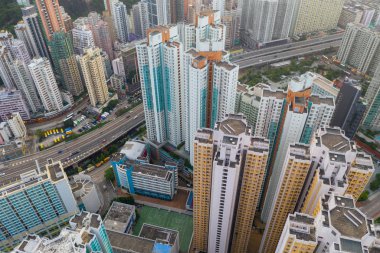 Sai Wan Ho, Hong Kong - 28 Ağustos 2019: Top View Hong Kong