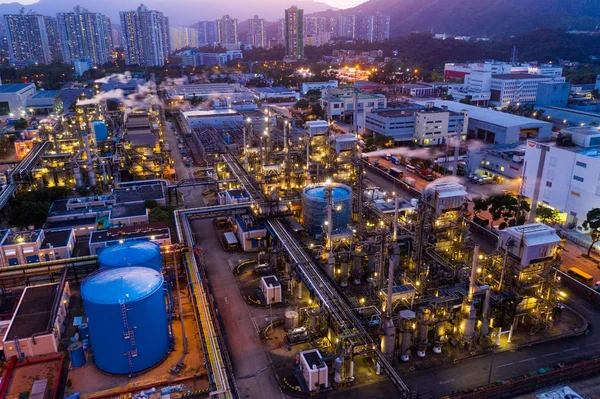 Тай Гонконг Травня 2019 Краєвид Промисловий Завод Вночі — стокове фото