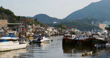 Lei Yue Mun, Hong Kong - 29 Ağustos 2019: Hong Kong balıkçı köyü