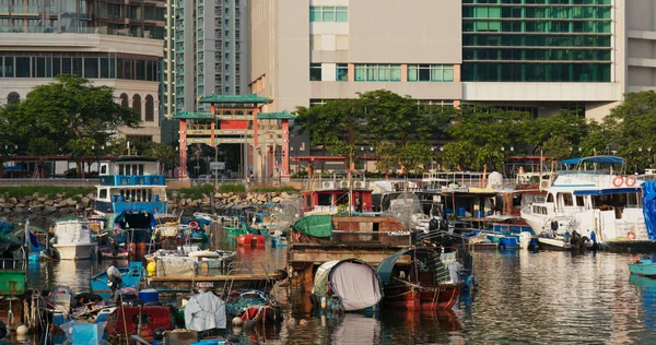 Lei Yue Mun Hong Kong Augusti 2019 Skydd Mot Tyfoner — Stockfoto