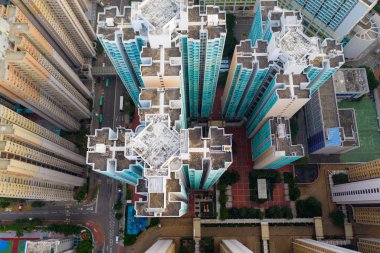 Sai Wan Ho, Hong Kong - 28 Ağustos 2019: Top View Hong Kong