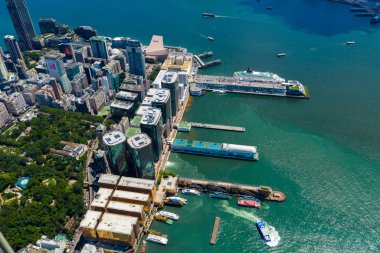 Tsim Sha Tsui, Hong Kong - 07 Eylül 2019: Hong Kong şehrinin en iyi manzarası
