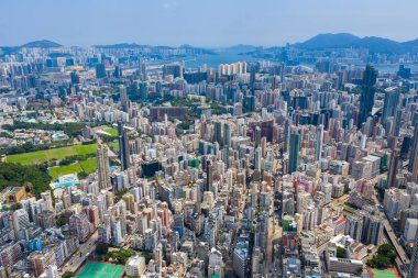 Kowloon tarafı, Hong Kong - 12 Eylül 2019: Hong Kong