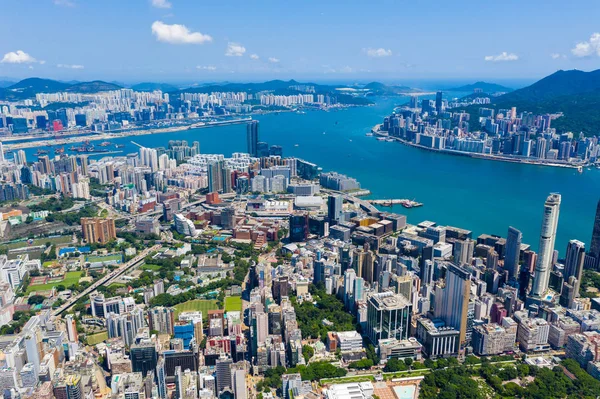Mong Kok Hong Kong Září 2019 Letecký Pohled Centrum Hongkongu — Stock fotografie