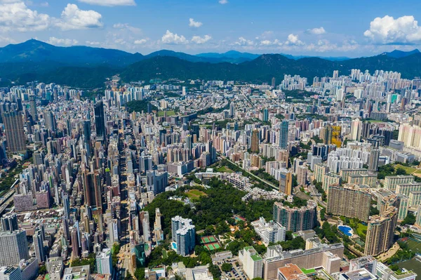 Mong Kok Hong Kong Septiembre 2019 Vista Aérea Del Centro —  Fotos de Stock