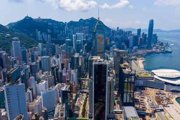 Hong Kong Island Hong Kong September 2019 Drone Fly Hong — Stock Photo, Image