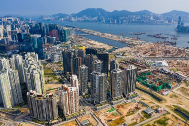 Kai Tak, Hong Kong - 12 Eylül 2019: Hong Kong şehrinin en iyi manzarası