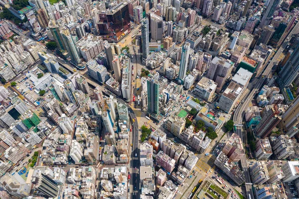 Sham Shui Hongkong Září 2019 Pohled Shora Dolů Centrum Města — Stock fotografie