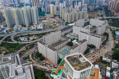 Choi Hung, Hong Kong - 03 Eylül 2019: Hong Kong şehrinin hava manzarası