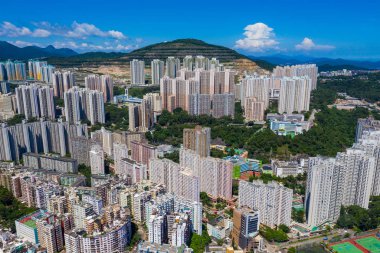 Choi Hung, Hong Kong - 03 Eylül 2019: Hong Kong şehrinin hava manzarası