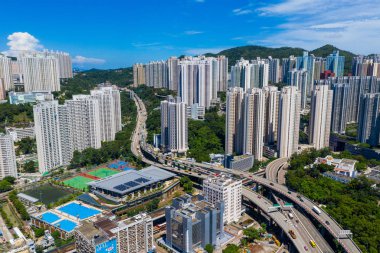 Choi Hung, Hong Kong - 03 Eylül 2019: Hong Kong şehrinin hava manzarası