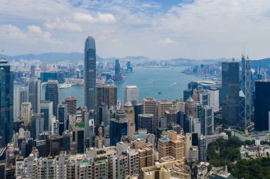 Merkez, Hong Kong - 24 Eylül 2019: Hong Kong şehrinin en iyi manzarası