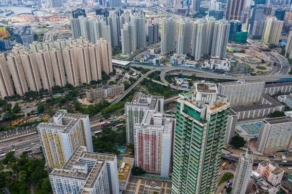 Choi Hung, Hong Kong - 03 Eylül 2019: Hong Kong şehrinin hava manzarası