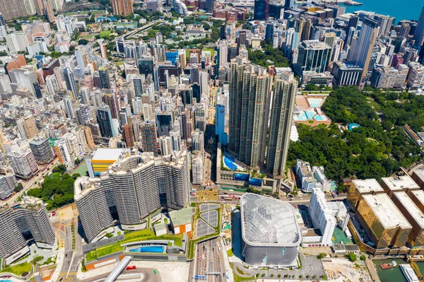 West Kowloon Hong Kong September 2019 Flygfoto Över Hongkong Stad — Stockfoto