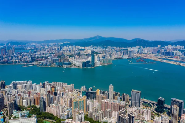 Hongkong 22 września 2019: Widok z lotu ptaka na miasto Hongkong — Zdjęcie stockowe