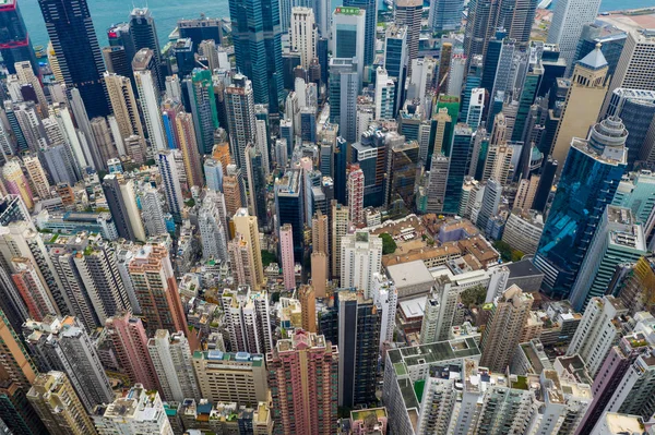 Central Hong Kong Września 2019 Drone Przelatują Nad Hongkongiem — Zdjęcie stockowe