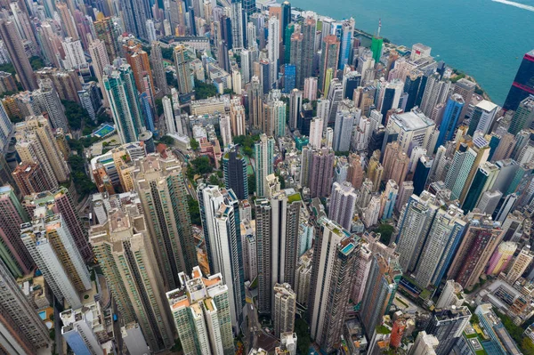 Central Hongkong Września 2019 Widok Lotu Ptaka Miasto Hongkong — Zdjęcie stockowe