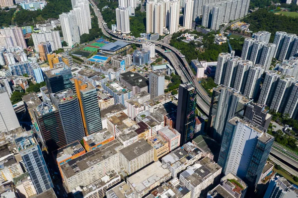 Kwun Tong Hong Kong September 2019 Drönare Flyger Över Hong — Stockfoto