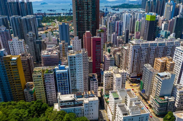 Yau Tei Χονγκ Κονγκ Σεπτεμβρίου 2019 Κηφήνας Πετάει Πάνω Από — Φωτογραφία Αρχείου