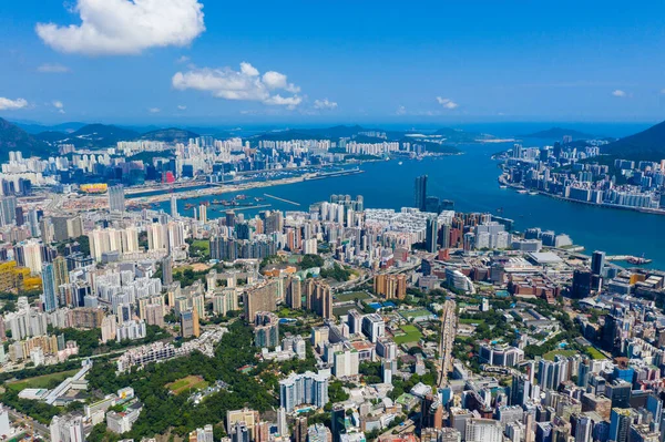 Hong Kong 10 Eylül 2019: Hong Kong şehrinin üst manzarası — Stok fotoğraf