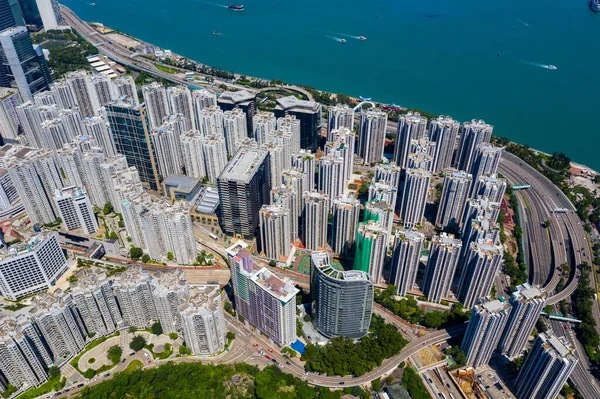 Tai Koo Hong Kong Septiembre 2019 Vista Aérea Ciudad Hong —  Fotos de Stock