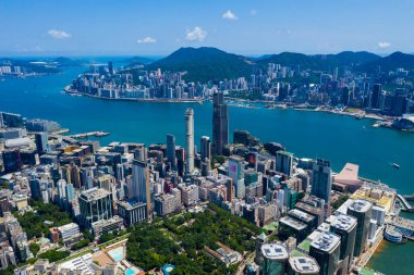 Hong Kong 10 Eylül 2019: Hong Kong şehrinin üst manzarası