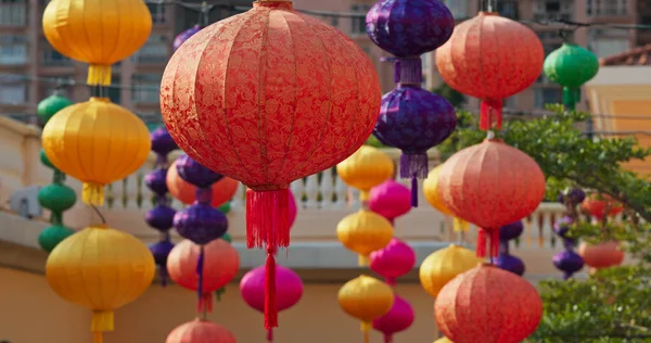 Des Lanternes Style Chinois Suspendues Plein Air Pour Décoration Festival — Photo