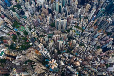 Merkez, Hong Kong - 24 Eylül 2019: Hong Kong şehrinin en iyi manzarası