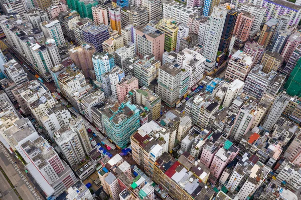 Sham Shui Hong Kong Września 2019 Drone Przelatuje Nad Centrum — Zdjęcie stockowe