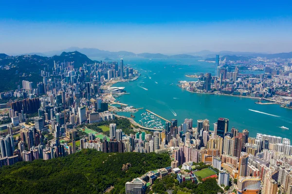 Hongkong, Hongkong 22. September 2019: Blick von oben auf Hongkong — Stockfoto