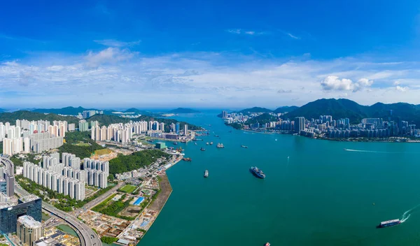 Hongkong, 6. September 2019: Blick von oben auf die Stadt Hongkong — Stockfoto