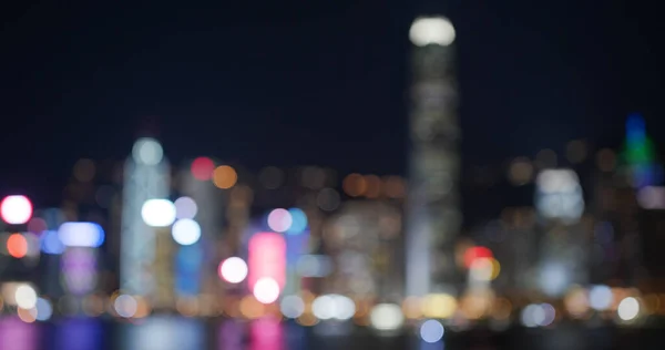 Θολή Θέα Της Νύχτας Της Πόλης Του Χονγκ Κονγκ — Φωτογραφία Αρχείου