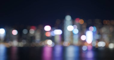 Hong Kong gecesinin bulanık görüntüsü