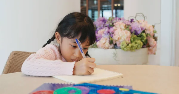 Carino Disegno Bambina Sul Libro — Foto Stock