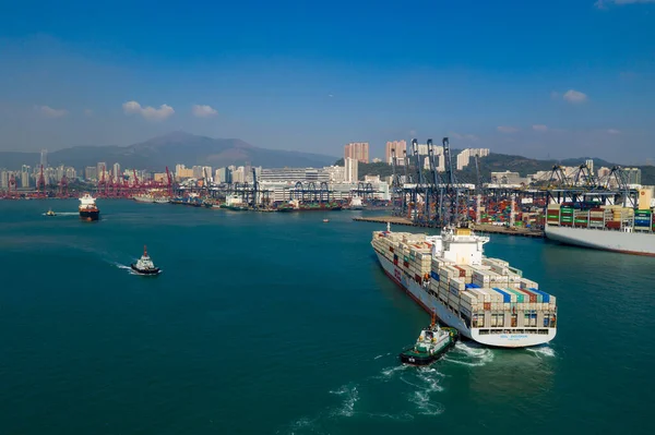 Kwai Tsing Hong Kong Noviembre 2019 Vista Superior Del Buque — Foto de Stock