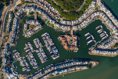 Sai Kung, Hong Kong 29 Kasım 2019: Yat kulübünün üst manzarası