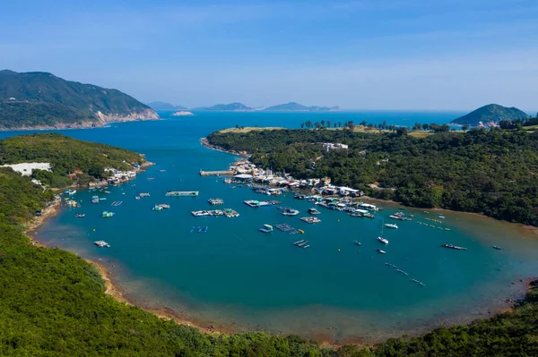 Drone fry over Hong Kong landscape island