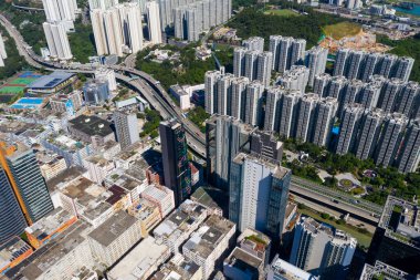 Kwun Tong, Hong Kong 06 Eylül 2019: Hong Kong şehrinin en iyi manzarası