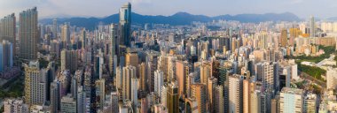 Mong Kok, Hong Kong 25 Eylül 2020: Hong Kong şehrinin hava manzarası