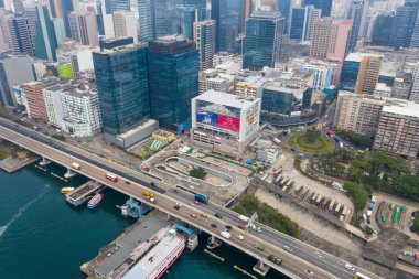 Kwun Tong, Hong Kong 27 Aralık 2019: Hong Kong şehrinin hava manzarası